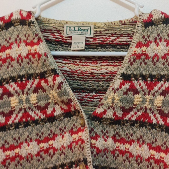 L.L. Bean Sweaters L.L. Bean Multi Color Cardigan Sweater. Sage Red yellow - Picture 5 of 5